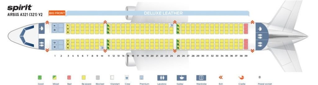 Spirit A321 NEO (32Q) Seating Map 